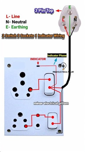 Extension Board 2 Switch 3 Sockets 1 Indicator Wiring Diagram #electricalconnection
