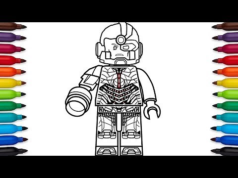 How to draw Lego Cyborg (Victor Stone) from DC Comic's Justice League - DC Super Heroes