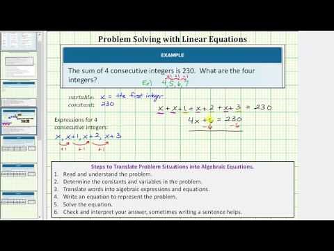 Write and Solve a Linear Equations to Solve a Number Problem (Consecutive Integers)