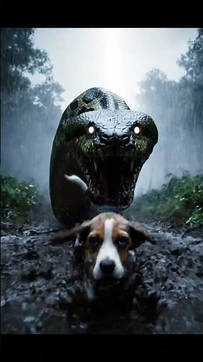 bear rescues dog from giant python