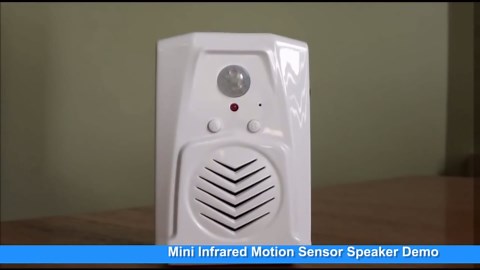 Replaceable Voice PIR Infrared Motion Sensor Activated MP3 Audio Files to Play Speech for Welcome Doorbell,Shop Store,Halloween,Christmas,Sound Player Speaker with USB Cable (White)