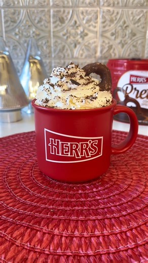 Hot cocoa hits different when you’ve got Herr’s Chocolate Covered Pretzels with it 🍫🥨 Stop by the Herr’s Holiday Shop now: shop.herrs.com/collections/holiday-shop Order by 12/12 for Christmas delivery! | Herr's