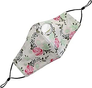 Amazon.com: Washable Vent Face Mask with Adjustable Ear Loops and nose wire - 3 Layers, 100% Cotton Inner Layer - Cloth Reusable Face Protection with Filter Pocket - (Light Green Floral) : Health & Household