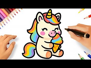 HOW TO DRAW A CUTE KAWAII UNICORN EASY 🌈💖