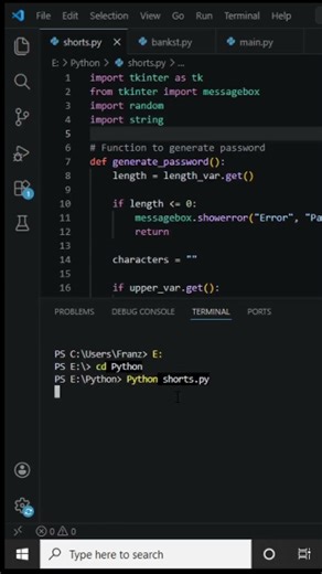 Create a strong password in Python in 30 seconds! #python #coding