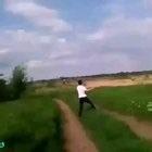 guy wraps rock in copper wire and throws it at power line