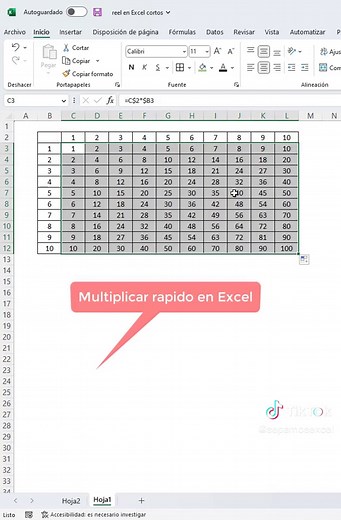 Como hacer una tabla de multiplicar de una forma rapida en Excel (multiplicar en Excel) #sepamosexcel #excelbasico #excelintermedio #excelavanzado #usarexcel #hojadeexcel #datosenexcel #basededatos #exceldatos #datos #exceltutoriales #excelymas #multiplicar