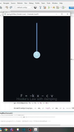 Hooke’s Law in Motion — A Cinematic JavaFX Physics Animation #shorts