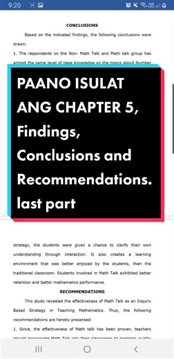 How to Write Chapter 5: Findings, Conclusions, and Recommendations