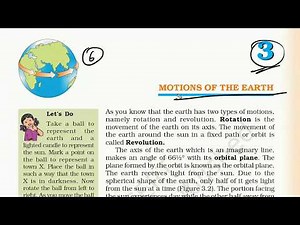 CLASS 6 GEOGRAPHY CHAPTER 3 -MOTIONS OF THE EARTH Video Lecture