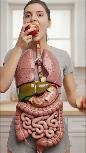How the Human Body Digests an Apple | Realistic 3D Digestive System