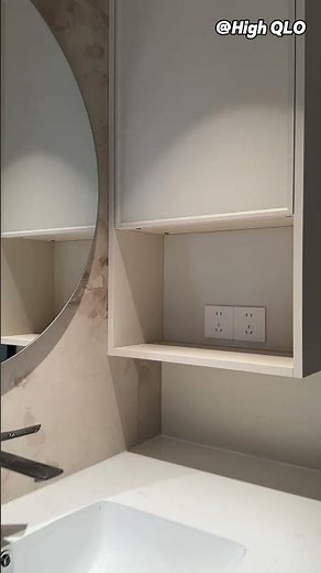 Small Bathroom Corner Vanity Ideas | Custom Rounded-Corner Vanity by High QLO®