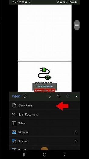 insert a blank document in Microsoft word