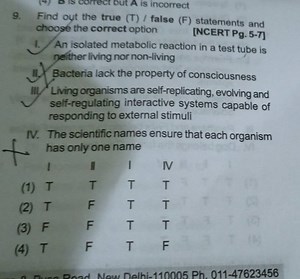 Find out the true (T) / false (F) statements and choose the cor... | Filo