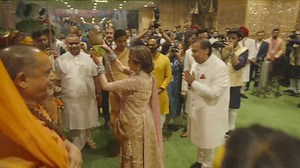 2.1M views · 68K reactions | Groom’s parents Nita and Mukesh Ambani pay their respects to Shankaracharya of Dwarka Peeth Swami Sadananda Saraswati and Shankaracharya of Jyotirmath Swami Avimukteshwaranand as they welcome them to Anant-Radhika Shubh Ashirwad function. #ARWeddingCelebrations | Reliance Industries Limited | Facebook