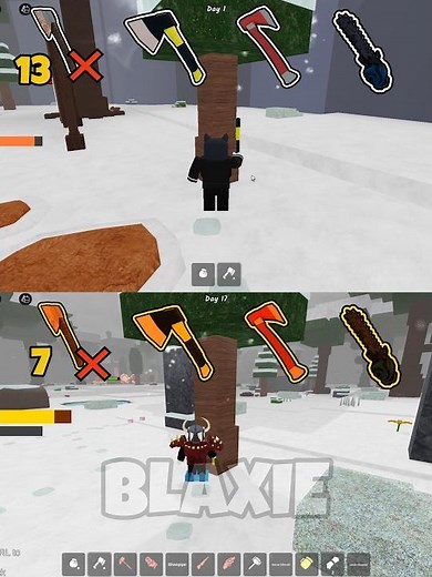 All Golden Axes vs All Axes in 99 nights in the forest #roblox #blaxieroblox