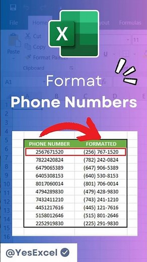 Format Phone Numbers in Excel