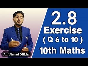 Exercise 2.8 class 10 question 6 to 10 | ex 2.8 q 6, 7, 8, 9, 10 | 10th class maths chapter 2