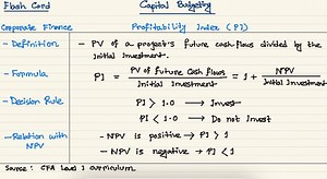 Profitability Index is defined as the present value of future cash flows divided by the initial investment. #CFA #Finance #investment | Professional Finance Studies (PFS)
