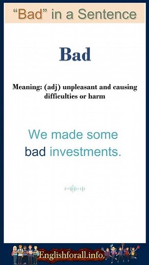 Bad meaning | Bad in a Sentence | Most common words in English #shorts