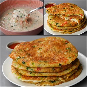 7.6M views · 10K reactions | If You Have Rice & Aloo At Home You Can Make This Rice Vegetable Pancake Recipe | Liquid Dough Snack | N'Oven - Cake & Cookies | Facebook