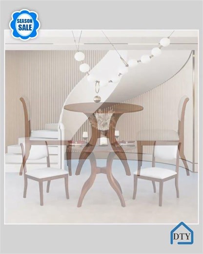 Walnut Dining Table Set:39.4' Round Table + 2 Chairs - Traditional Solid Wood Kitchen Set with In...