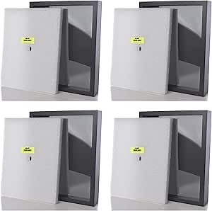 Shart 4 Pack Original T Shirt Frame with Real Glass - Concert Event T Shirts Sports Jersey Display Case Frames, Black 11 x 14 Inch Frames