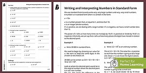 Standard Form KS3 Walkthrough Worksheet