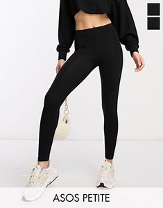 ASOS DESIGN Petite - Set van 2 leggings in zwart - BLACK | ASOS