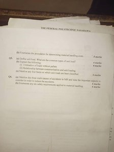 Q5(a) Define unit load. What are the common types of unit load... | Filo