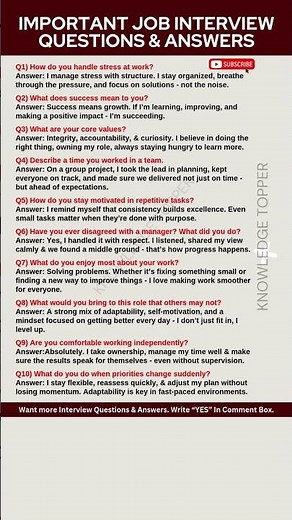 10 Most Important Job Interview Questions and Answers