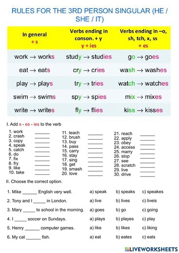 Simple present tense interactive exercise for beginner