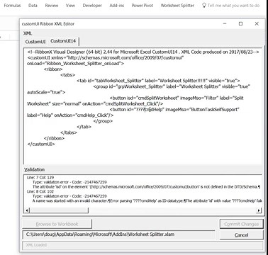 Ribbon customUI XML Editor