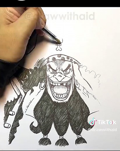 How to draw BLACKBEARD 🔥✍️ #drawing #art #onepiece #blackbeard #anime #manga #fanart #animeart #speedart #penandink #tutorial #howtodraw #artistsoftiktok #sketch #sketchbook #fyp #artwork #freehanddrawing #fypシ #illustration