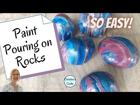 POURING ACRYLIC PAINT ON ROCKS : Super fun and easy to do!