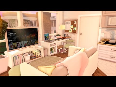 Building a College Girl Apartment + Yoga Studio in Bloxburg!!🥡💻PT. 2 | Panda Builds