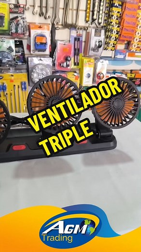 Ventilador Triple con Conexión para Cigarrera de 12V y Base para Ambientador
