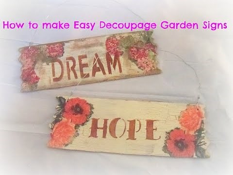 how to make decoupage wood garden signs/ Tutorial/How to make a DIY Pallet Sign w/ Decoupage