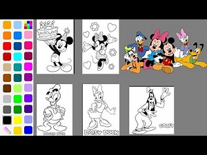 Mickey Mouse Coloring | Mickey Minnie Goofy Donald Daisy | Digital Coloring Book App