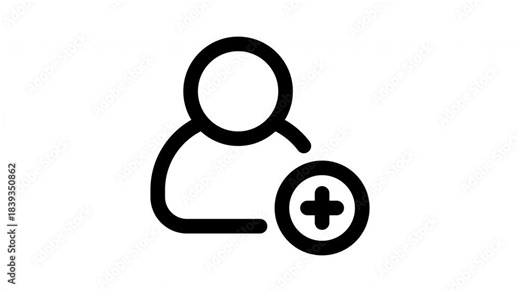 follow User Icon Animation with Plus Symbol for Social Media Connection, Add Friend, and Digital Community Interface