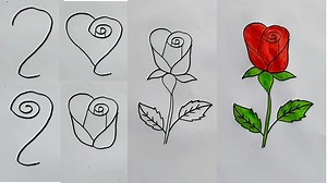 63K views · 2K reactions | How to draw a rose with number 2 for kids | Very easy trick rose flower drawing | Flower drawing with number 2 | Priyanka creative guru | Facebook