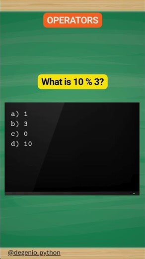 python quiz on operators 20. Modulo operator!