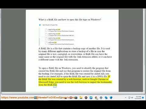 What is a BAK file on Windows?