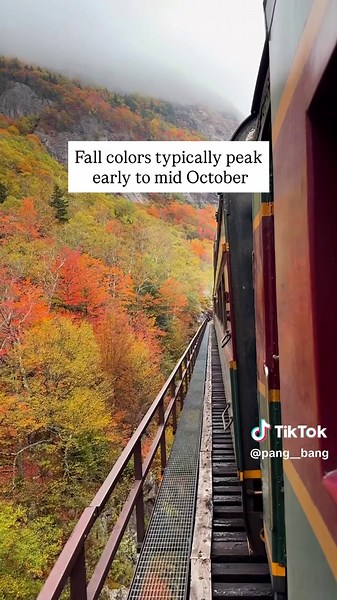 All aboard the coziest train ride in New England 🍁🚂🪵🕯️🍂 The Mountaineer ride on the Conway Scenic Railroad in New Hampshire is a must do fall adventure. It departs from the North Conway station and takes you 30 miles into the White Mountains with stunning fall foliage views all around you. The Mountaneer ride starts at $86pp for a ride in coach (I’d recommend coach because it’s the only option where the windows open) and takes about 4 hours round trip. This is the perfect way to soak in New