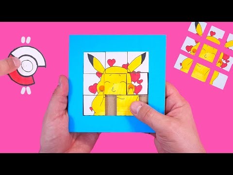 Make Your Own Cardboard Puzzle Game with Pokemon - DIY. Easy paper craft for fun