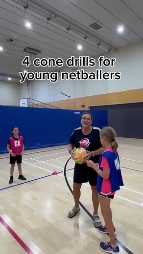 Some simple cone drills to do to iimprove footwork in netball #netballcones #netballskills #coach #lovenetball #motivationznetball