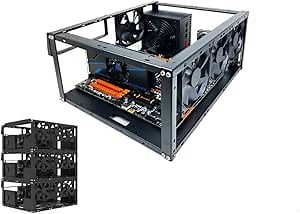 DIY Computer Case PC Frame Desktop Chassis Stackable Rack Stand Open Air case Supports ATX ITX MacroATX E-ATX X79 X99 Motherboard, can be Stacked up to 10 Layers