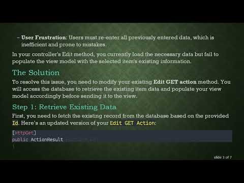 Solving the Edit View Problem in ASP.NET MVC: How to Populate Existing Data in Forms