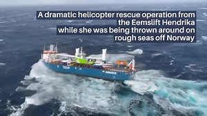 14K views · 269 reactions | Tracking cargo vessel in distress off Norway The Dutch cargo ship Eemslift Hendrika is now adrift off Norway after all of her crew members were rescued. The ship was en route from Germany to Norway when she encountered waves higher than 10 metres on Monday. View more in this video showing her past movements and moments of the dramatic helicopter rescue operation. :Redningshelikopter Florø source: Offshore Energy | MarineTraffic | Facebook