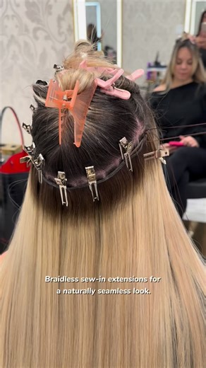 The braidless sew-in method is considered to be a safer option for those concerned about the health of their hair while wearing extensions because it requires only about 20% of your natural hair to attach the extensions. | Siutse Miami
